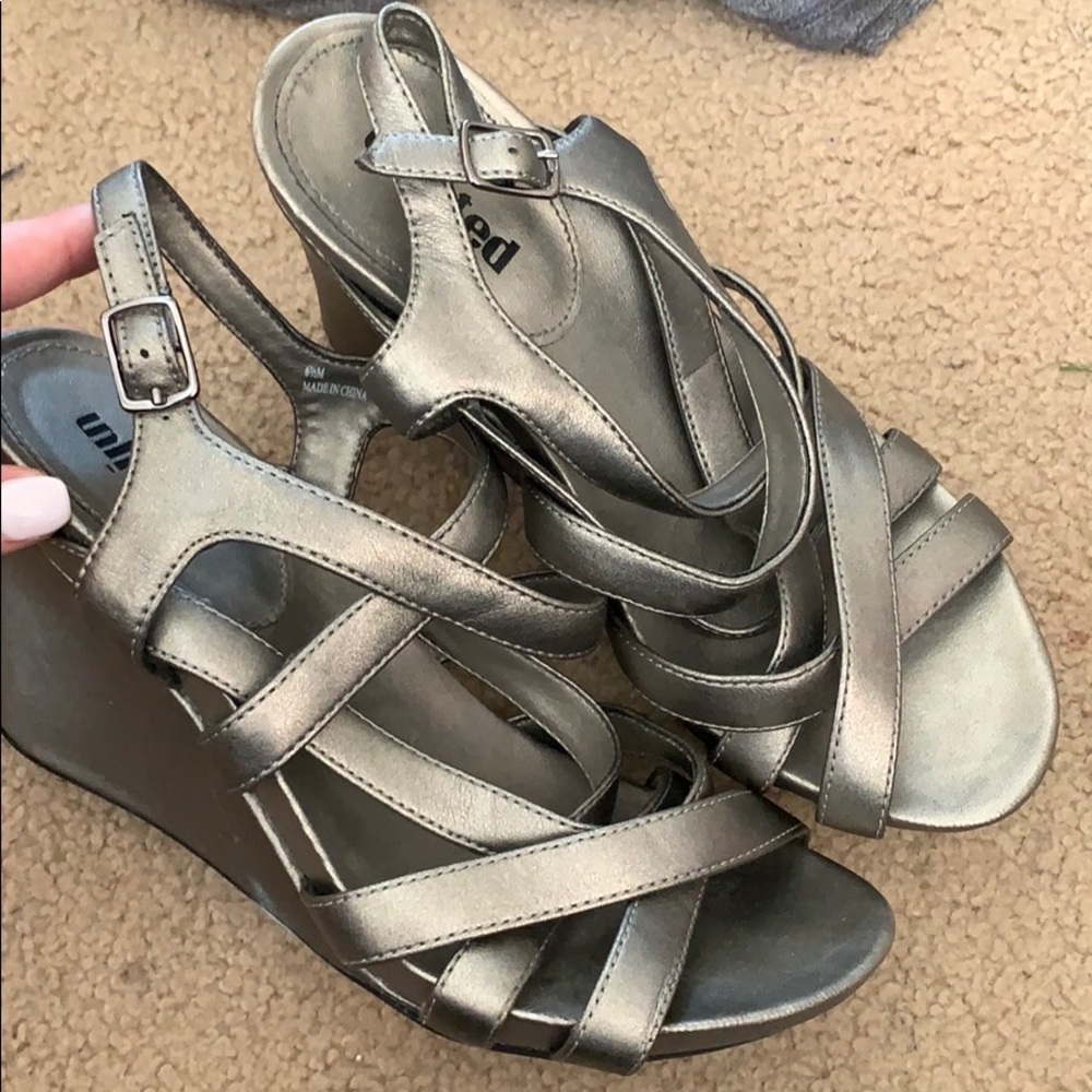 Strappy Silver Wedges